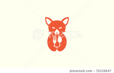 cute animal fox with spoon and fork logo symbol icon vector graphic design illustration 78326647
