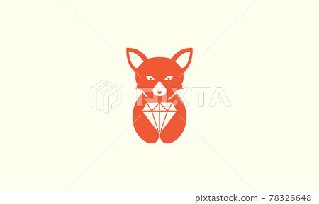 cute animal fox with diamond logo symbol icon vector graphic design illustration 78326648