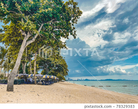 view of Jomtien beach during covid lockdown, Pattaya, Chonburi, Thailand view of Jomtien beach during covid lockdown, Pattaya, Chonburi, Thailand 78329383