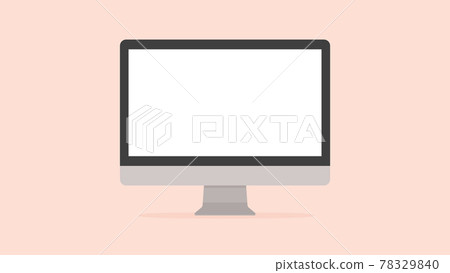 Cute computer with pink background: Simple desktop computer monitor / character space 78329840
