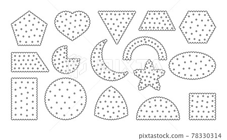 Black line biscuit snack cracker icon set vector Black line biscuit snack cracker icon set vector 78330314