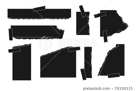 Ripped black silhouette paper torn page set vector 78330315