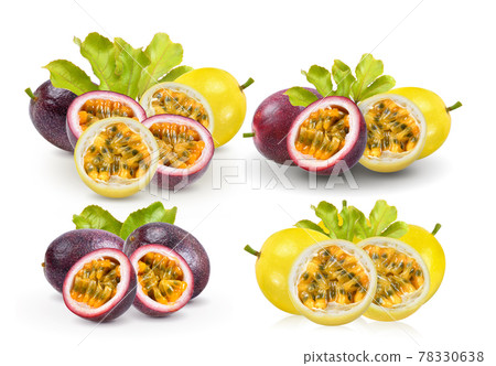 passion fruit with leaf on white passion fruit with leaf on white 78330638