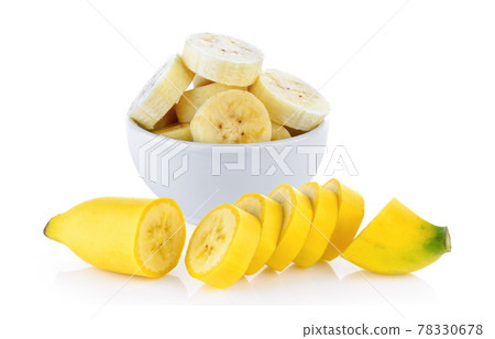 slice banana in bowl on white background 78330678