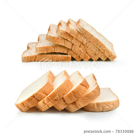 sliced bread on white background 78330886