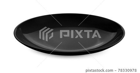 empty black plate on white background empty black plate on white background 78330978