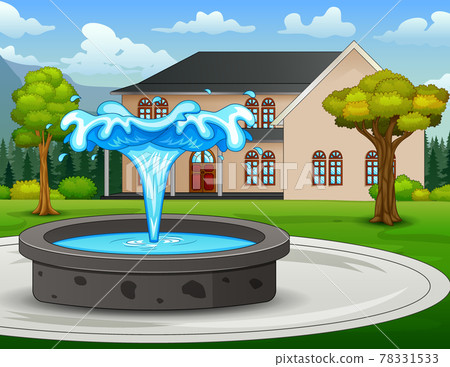 Illustration of the fountain on the city park 78331533