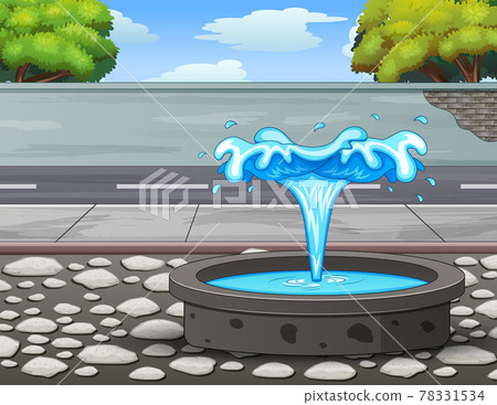 Illustration of the fountain on the roadside 78331534