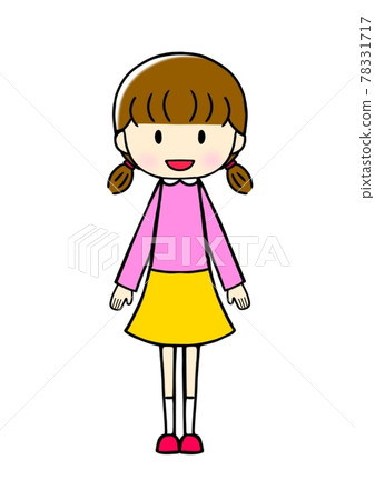 一個扎著辮子的女孩的插圖 78331717