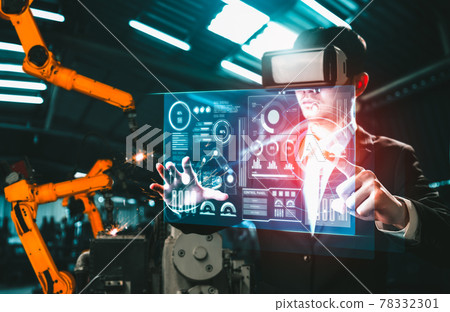 Advanced robot arm system for digital industry and factory robotic technology 78332301