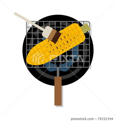 Illustration of grilling corn with a net Illustration of grilling corn with a net 78332394