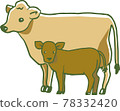 Jersey cow parent and child 78332420