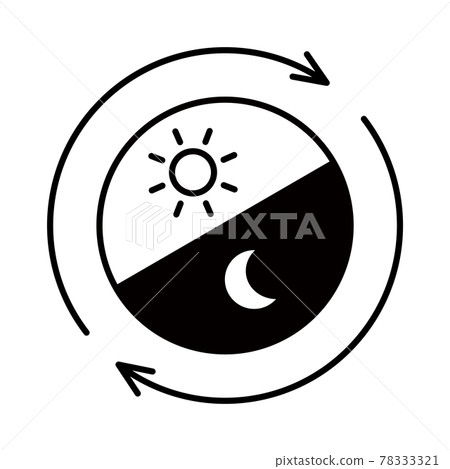 24 小時圖像插圖。早晚,箭頭(線描,黑色) 24 小時圖像插圖。早晚,箭頭(線描,黑色) 78333321
