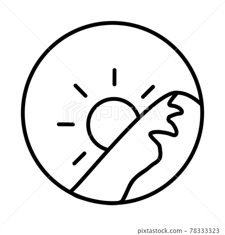 早晨圖像的圓形圖標（線描，黑色） 78333323