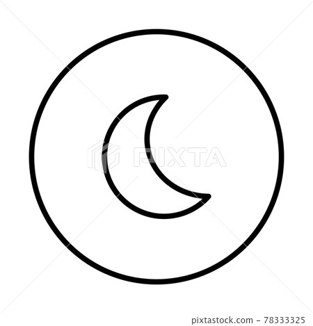 Round icon of night image (line drawing, black) 78333325