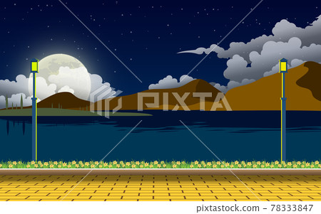 landscape of lagoon in the moon night 78333847