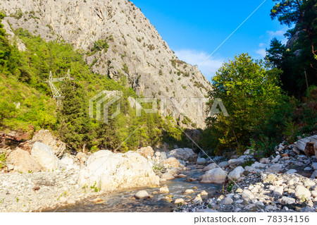 View of a mountain river in Kesme Bogaz canyon, Antalya province in Turkey 78334156