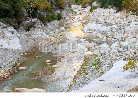 View of a mountain river in Kesme Bogaz canyon, Antalya province in Turkey 78334160