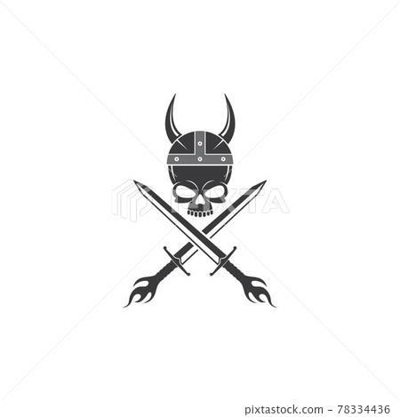 spartan helmet with skull and sword vector icon illustration 78334436