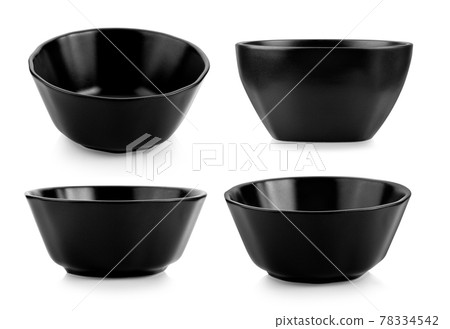 black ceramic bowl isolated on white black ceramic bowl isolated on white 78334542