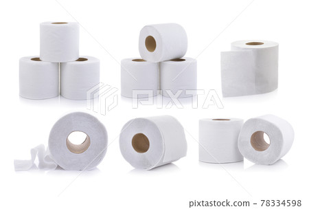 set of toilet paper on white 78334598