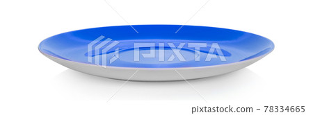 blue ceramic plate on white background 78334665