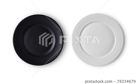white and black plate on white background 78334679
