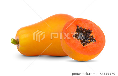 papaya on white background 78335379