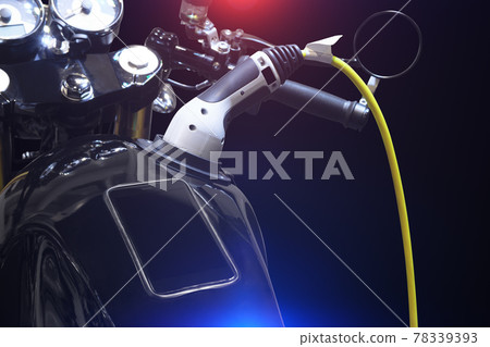 Electric motorcycle charging and smartphone stand for navigation, Future technology EV concept Electric motorcycle charging and smartphone stand for navigation, Future technology EV concept 78339393