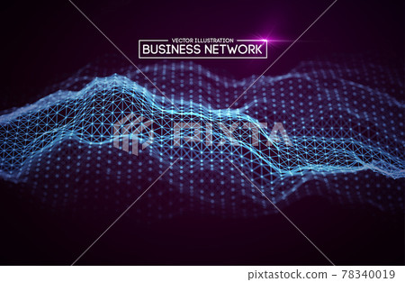 Business network technology. Internet growth and technology network. Abstact connection polygonal elements. 78340019