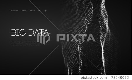 Wave pattern vector. 3D glowing abstract digital particles background. Future vector illustration. Technology background concept. 78340053