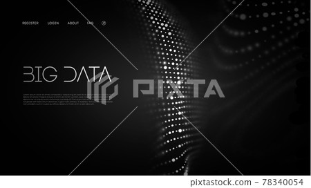 Wave pattern vector. 3D glowing abstract digital particles background. Future vector illustration. Technology background concept. 78340054