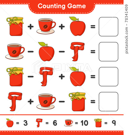 Counting game, count the number of Jam, Coffee... - Stock Illustration ...