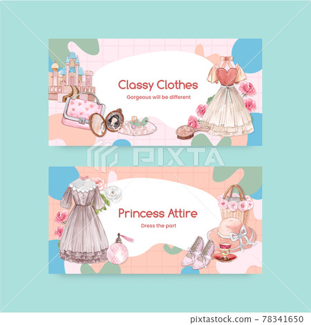 Twitter template with princess outfit concept ,watercolor style 78341650