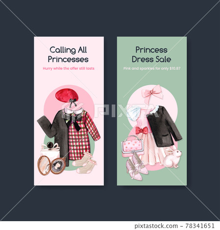 Flyer template with princess outfit concept ,watercolor style 78341651
