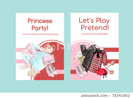 Card template with princess outfit concept ,watercolor style 78341662