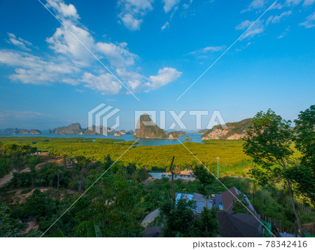 Overlooking the mangrove forest and Phang Nga Bay from the top of the hill (Samet Nancy Viewpoint, Phang Nga Province, Thailand) Overlooking the mangrove forest and Phang Nga Bay from the top of the hill (Samet Nancy Viewpoint, Phang Nga Province, Thailand) 78342416