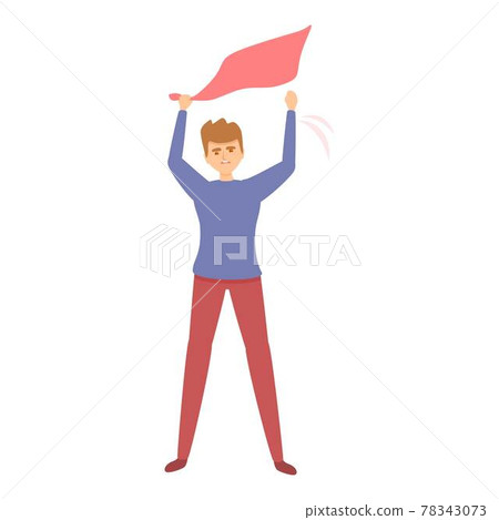 Red flag evacuation icon, cartoon style 78343073
