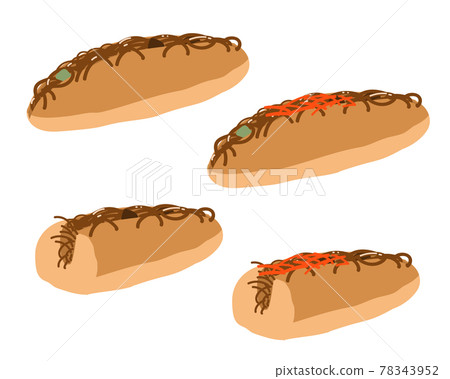Yakisoba bread without lines 78343952