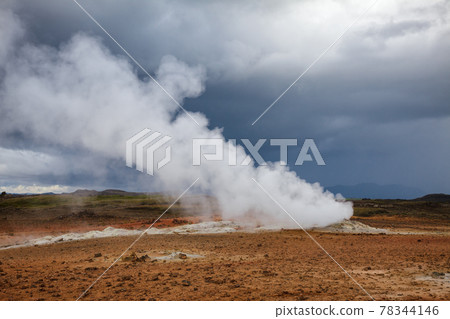 Steaming fumarole Hverir geothermal area Namafjall Myvatn Northeastern Iceland Scandinavia Steaming fumarole Hverir geothermal area Namafjall Myvatn Northeastern Iceland Scandinavia 78344146