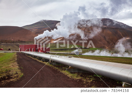 Krafla geothermal power plant pipeline Northeastern Iceland Scandinavia Krafla geothermal power plant pipeline Northeastern Iceland Scandinavia 78344158