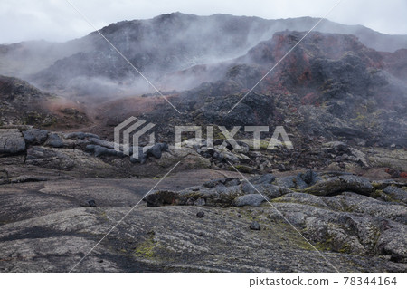 Steaming lava field Krafla volcanic area Myvatn region Northeastern Iceland Scandinavia 78344164