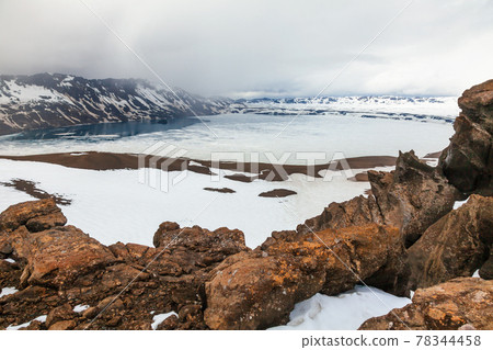 Oskjuvatn lake Askja volcano crater Highlands of Iceland Scandinavia Oskjuvatn lake Askja volcano crater Highlands of Iceland Scandinavia 78344458