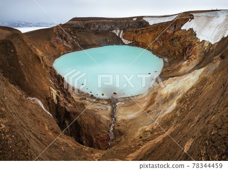Viti geothermal lake panorama Askja caldera Highlands of Iceland Scandinavia Viti geothermal lake panorama Askja caldera Highlands of Iceland Scandinavia 78344459