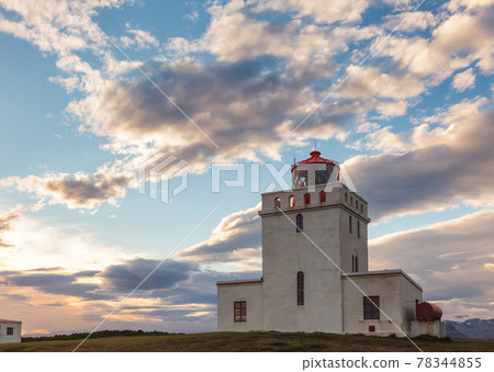 Dyrholaey lighthouse at sunset Vik South coast of Iceland Dyrholaey lighthouse at sunset Vik South coast of Iceland 78344855