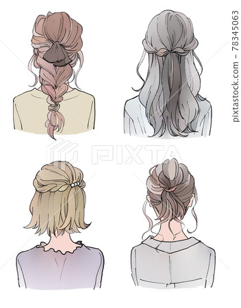 Back view of a woman with a fashionable hairstyle - Stock Illustration  [78345063] - PIXTA