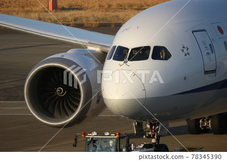 Passenger plane towed ANA Boeing 787 78345390