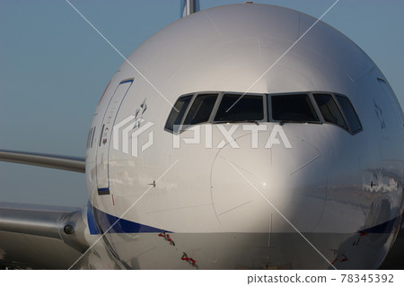 The front of the passenger plane is up Boeing 777 78345392