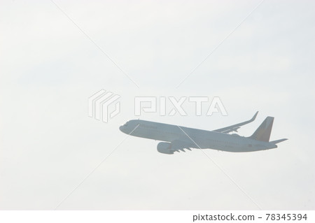 Turning passenger plane Airbus A320 silhouette 78345394