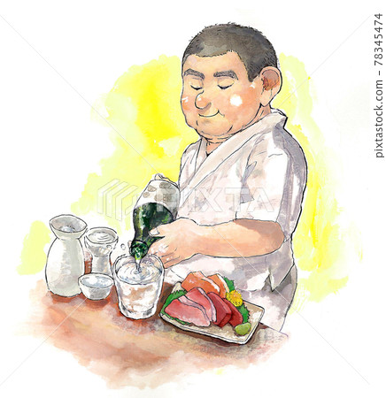 Itamae pouring liquor Itamae pouring liquor 78345474